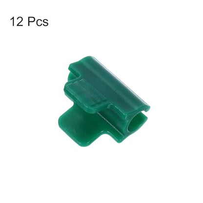 Greenhouse Clamps for 9/16inch PVC Pipe, 12pcs Greenhouse Film Clamps Shading Net Rod Clip Garden Hoops for Row Cover, Greenhouse Plastic Sheeting(Dark Green)