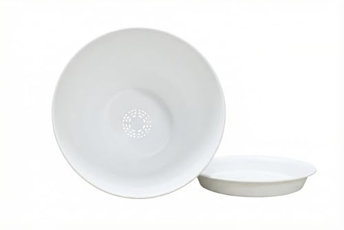 8 Inch Plant Pots Set of 4, Plastic Planters with Drainage Holes and Tray, Flower Pots for Indoor Outdoor Plants and Flowers (White) - color: White