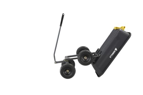 Gorilla Carts Dump Garden Cart, 4 Cu Ft, 600 lb Capacity, No-Flat Tires - size: 4-Cubic Feet