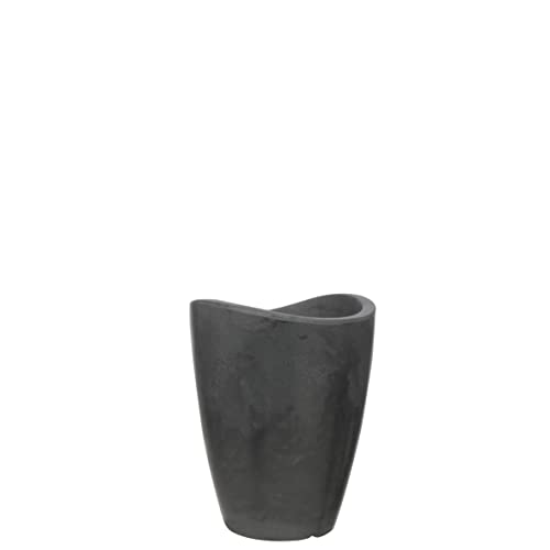 12.6" Tall Planter | Eco-Friendly, Durable, Lightweight | Indoor/Outdoor Use, All-Weather, Contemporary Design by Brazilian Artisans - Black - color: Marbled Black, size: 12.6" H x 9.8" W