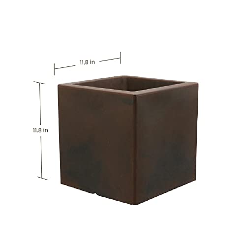 ECOBO 11.8 inches Eco-Friendly Square Pot Planter, Bloco Indoor/Outdoor use, Durable, Versatile & Lightweight, Designed by Brazilian Artisans, Contemporary All-Weather Design – Brown - color: Brown