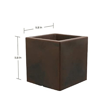 ECOBO 11.8 inches Eco-Friendly Square Pot Planter, Bloco Indoor/Outdoor use, Durable, Versatile & Lightweight, Designed by Brazilian Artisans, Contemporary All-Weather Design – Brown - color: Brown