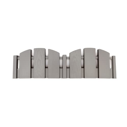 EasyFlex No-Dig Landscape Edging with Anchoring Spikes, 4.5 in. Tall Decorative Adirondack Wood-Look Fence Garden Border, 15 Foot Kit, Gray - color: Gray, size: 15 Foot