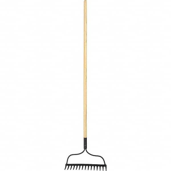 PRO SOURCE Bow Rake: 14.75" Wide with 15 Sharp Steel Tines, Extra-Long 52-3/4" Wood Handle