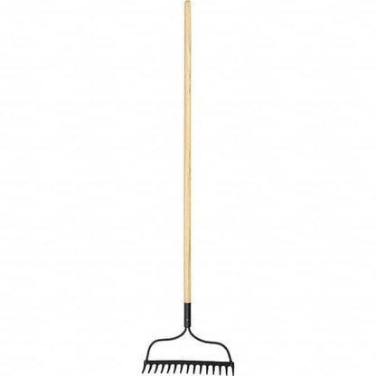 PRO SOURCE Bow Rake: 14.75" Wide with 15 Sharp Steel Tines, Extra-Long 52-3/4" Wood Handle