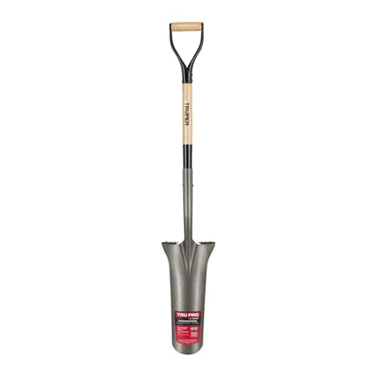 Truper Tru Pro 16-Inch Drain Spade, 32-Inch Premium Ash Wood Handle with D-Grip, Turned Steps, Heavy-Duty Trenching and Drainage Shovel (Model PEP-16-RBA / 31253)