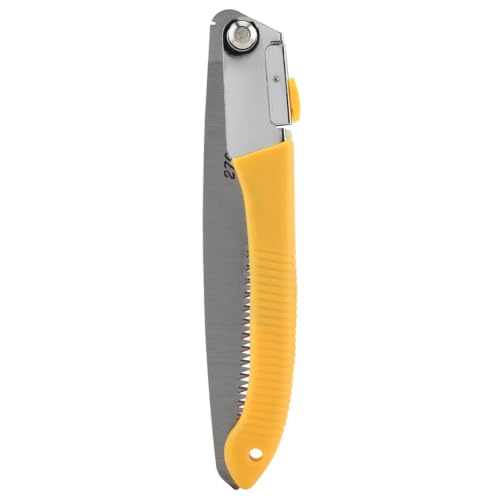 11.02 Inch Foldable Manganese Steel Pruning Saw, Yellow Non Slip Handle Hand Saw for Fruit Tree & Branch Trimming, Garden Landscaping Tool