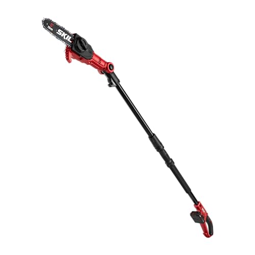 SKIL PS4563B-10 PWR CORE 20 8" 20V Pole Saw Kit, Includes with 2.0Ah Lithium Battery and Charger, Red - style: 20V 8" Pole Saw Kit