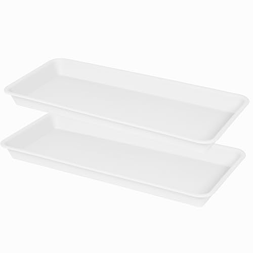 VUWEZ 2 Pack Plastic Plant Saucer, Rectangular, Indoors Outdoor, Water Drip Tray for Planter, Windowsill (6 X 11 Inch, Creamy White) - color: Cream White, size: 11'' x 6.1'' x 1.0'' (2 pack)