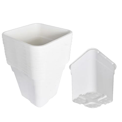 HOSTIC Plant Nursery Pot 10-Pack 3 Gallon White Plastic Garden Planter Pots Flower Seedling Injection Molded Container Seed Starting Pot for Indoor Outdoor Plants Seedlings Flowers Vegetables - size: 3 Gallon
