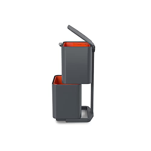 Joseph Joseph Totem Max 60 liter/15.8 Gallon Waste Separation and Recycling Kitchen Trash Bin with Odor Filter and Removable Food Waste Caddy, Graphite - color: Graphite, size: 60L