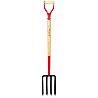 VNIMTI Garden Fork,4-Tine Spading Fork,Compost Fork,Steel Digging Fork,45Inch,Steel Y-Grip,Wooden Handle