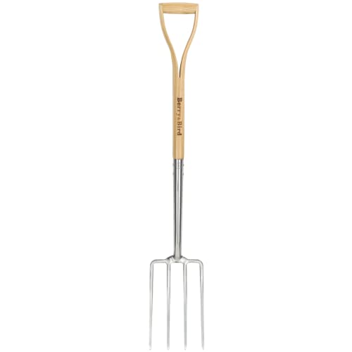 Gardening Digging Fork, 4-Tine Stainless Steel Pitchfork - size: 44in