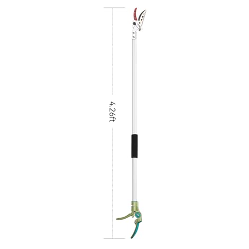 LeafLux Tree Pruner for Garden, Cut Capacity 1/2 Inch & Hold Pole Pruner, Lightweight Fruit Picker with Non-slip handle, Long Reach Tree Branch Cutter with Aluminum Pole, 4.2 FT| LFX112 - size: 4.2FT