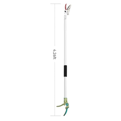 LeafLux Tree Pruner for Garden, Cut Capacity 1/2 Inch & Hold Pole Pruner, Lightweight Fruit Picker with Non-slip handle, Long Reach Tree Branch Cutter with Aluminum Pole, 4.2 FT| LFX112 - size: 4.2FT