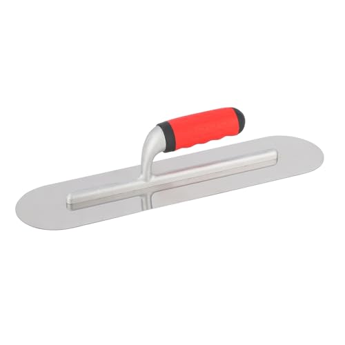 Large 16" x 4" Concrete Tools Stainless Steel Pool Trowel, Masonry Hand Tool with Soft Grip Handle, Lightweight, Plastering Trowel for Drywall Plastering, Round End (Extra Large:16"L x 4"W) - size: Extra Large:16"L x 4"W