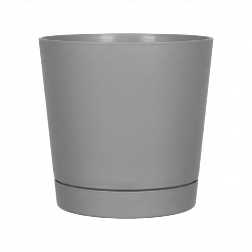 Root & Vessel Majestic Full Depth Round Cylinder Pot, Glossy Gray, 6-Inch (10060) - color: Gray, size: 6 Inch