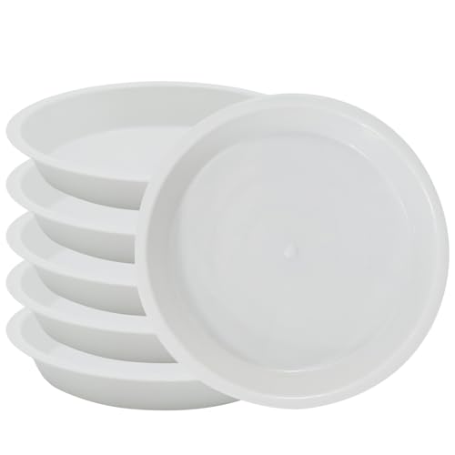 6 Pack 12 Inch White Plant Saucers Plastic Drip Trays for Pots - color: White, size: 12 Inch