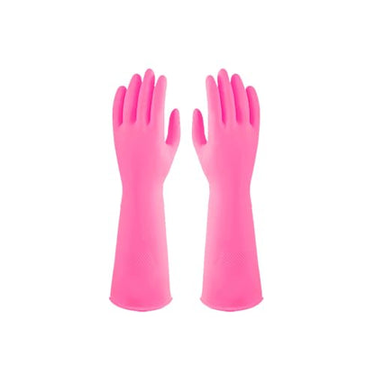 2 Pcs Long Sleeve Dishwashing Gloves, Waterproof Kitchen Cleaning Gloves - color: Pink02, size: Medium
