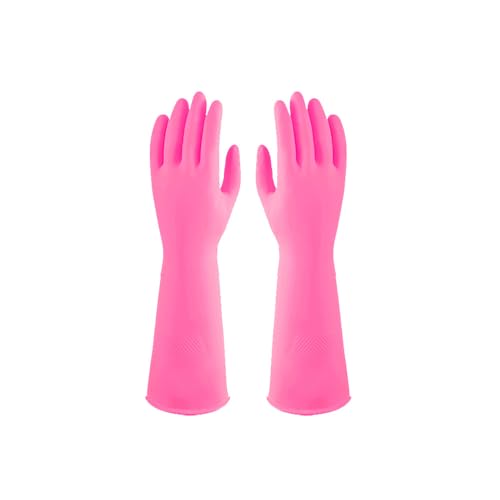 2 Pcs Long Sleeve Dishwashing Gloves, Waterproof Kitchen Cleaning Gloves - color: Pink02, size: Medium