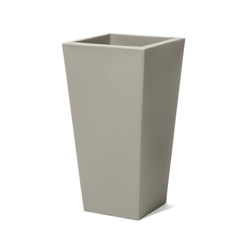Step2 Tremont Tall Square Tapered Planter, 28 in Resin Planter, Self-Watering, Concrete - color: Concrete, size: 1-Pack, style: Tall