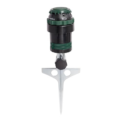 Orbit H2O-Six Gear-Drive Sprinkler on Metal T-Spike - Customizable Lawn Watering Coverage - Multi-Pattern Rotating Head with Adjustable Spray Range - Durable Outdoor Yard Irrigation Sprinkler - 58573