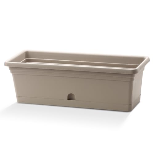 Crescent Garden in/Outdoor Emma Rectngl Plastic Flower Pot Capuccino Colored Planter, 16 Inches - color: Capuccino