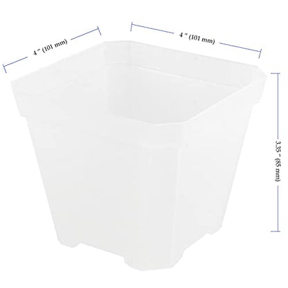 40 PCS 4 Inches Plastic Square Nursery Pot, Transparent Square Plastic Starter Pots with Drainage Hole, Clear Nursery Pots for Your Room, Garden, Office and Balcony Decor - size: 4 Inch 40 PCS