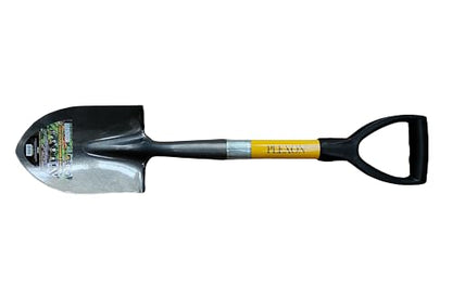 Plexon Mini Transfer Shovel 27" – Fiberglass Handle, 50Mn Steel Blade, D-Grip – Compact Spade for Car Emergency, Camping, Garden & Sand - style: Round