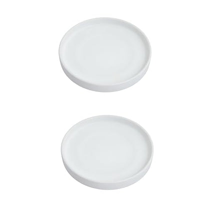12 Inch Ceramic Saucer 2 Pack - Drainage Tray for Plant Pot (Matte White) - color: White, size: 12 Inch (2 Pack)