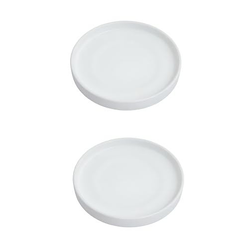 12 Inch Ceramic Saucer 2 Pack - Drainage Tray for Plant Pot (Matte White) - color: White, size: 12 Inch (2 Pack)