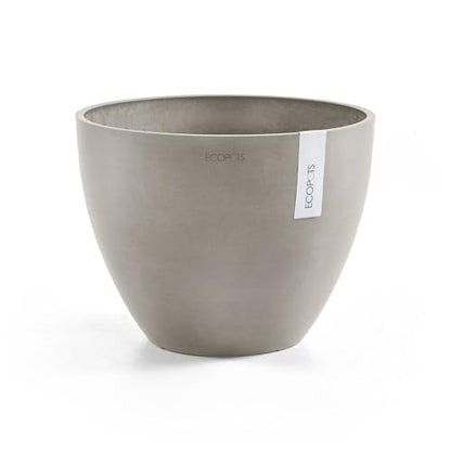 Ecopots Antwerp Round Tapered Flower Planter, Taupe, 12" - color: Taupe, size: 12"