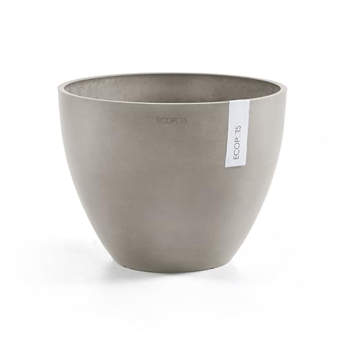 Ecopots Antwerp Round Tapered Flower Planter, Taupe, 12" - color: Taupe, size: 12"