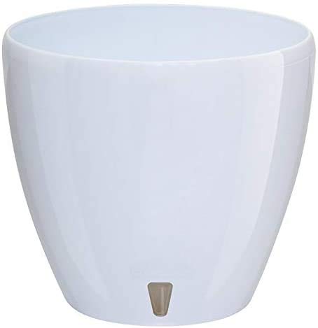 Gardenera 6.7" Deco Self Watering Pots for Indoor Plants in White - Decorative Flower Pot with Water Level Indicator and Drainage Cartridge for All House Plants, Flowers, Herbs and Succulents - color: White, size: 6.7 Inch