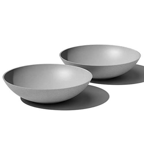 Veradek Mason Series Lane Bowl Planter-Large Round Planter for Indoor or Outdoor Tabletops/Gardens |Made from Plastic & Concrete with Drainage Holes|Modern Décor for Flowers, Succulents, Small Plants - color: Gray, size: 6"H x 24"DIA 2PK