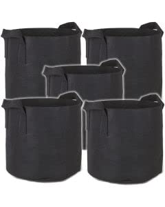 5 Pack, Heavy Duty Nursery Grow Bags - Great for Growing Trees, Bushes, Vegetable Plants or Flowers - Indoor or Outdoor Grow Containers 5,10, or 20 Gallon (5 Gallon) - color: 5 Gallon