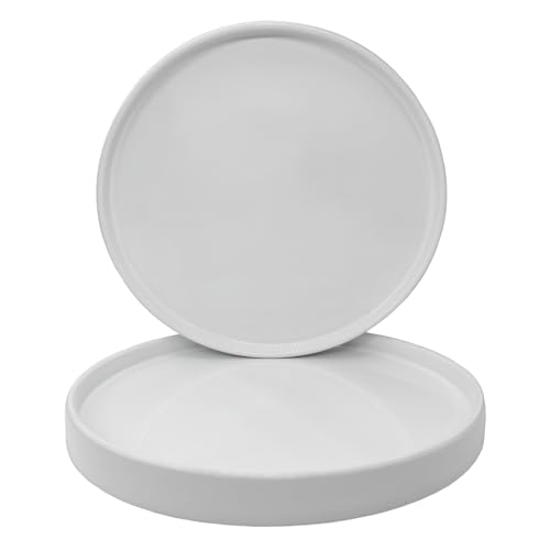 Yukfona Ceramic Plant Saucer Tray 2 Pcs 6.4 Inch White, 6.4" OD x6.02 ID x0.9 Deep| Fits Flower pots Bottom≤ 6", Heavy Duty Glazed Round Planter Drip with Catch Basin for Indoor Outdoor Plants - color: White, size: 6.4in 2pack