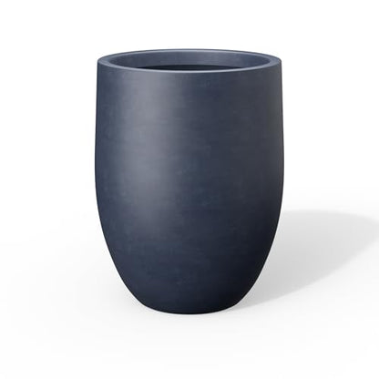 Kante Charcoal Concrete Planter 21.7" Tall All-Weather Round Large Pot - color: Charcoal