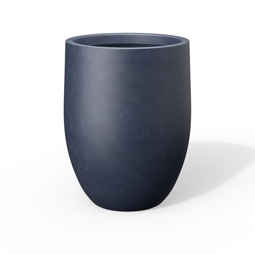 Kante Charcoal Concrete Planter 21.7" Tall All-Weather Round Large Pot - color: Charcoal