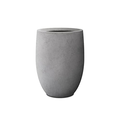 Kante 21.7" Tall Concrete Planter, Large Round Bullet Pot, Pale Gray - color: Natural Concrete