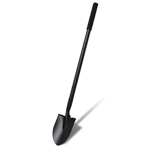 Small Shovel 43.3Inch Durable Metal Shovel for Digging Small Spade Shovel Garden Shovel for Gardening Digging Camping Farming and Outdoors, Black - color: Black