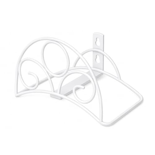 Metal Garden Hose Holder - Wall Mounted White Water Hose Holder - Hose Hanger Heavy Duty for Water Hose Extension Cords Vacuum Hose - color: White