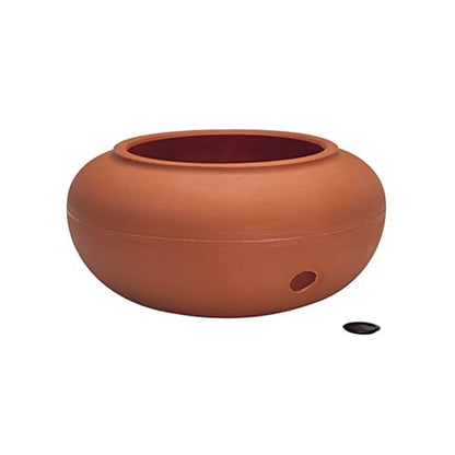 The HC Companies 21" Plastic Garden Hose Pot 21"x21"x9.38" Holds Hoses 75-100 ft in Clay Color - color: Clay