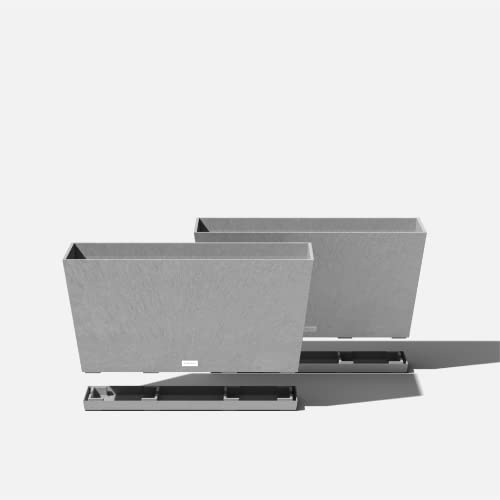 Veradek Pure Series Midori Planter & Drip Tray - Wide Outdoor Planter Set - color: Gray, size: 31 inch - 2 pack with saucers