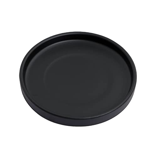 9 Inch Large Ceramic Saucer - Drainage Tray for Plant Pot (Matte Black) - color: Black, size: 9 Inch