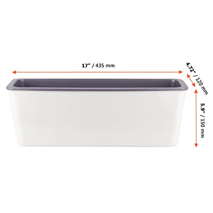 SINJEUN 2 Pack Rectangular Self Watering Planter 17 x 6 Inch, Rectangular Self Watering Flower Plant Pots with Drainage Holes, Garden Window Sill Planters Flower Pot for Indoor Outdoor Use