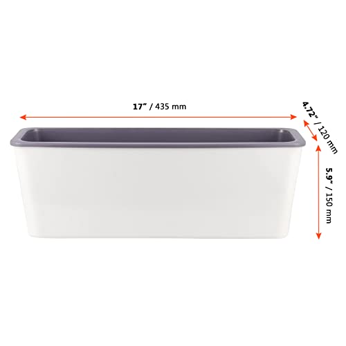 SINJEUN 2 Pack Rectangular Self Watering Planter 17 x 6 Inch, Rectangular Self Watering Flower Plant Pots with Drainage Holes, Garden Window Sill Planters Flower Pot for Indoor Outdoor Use