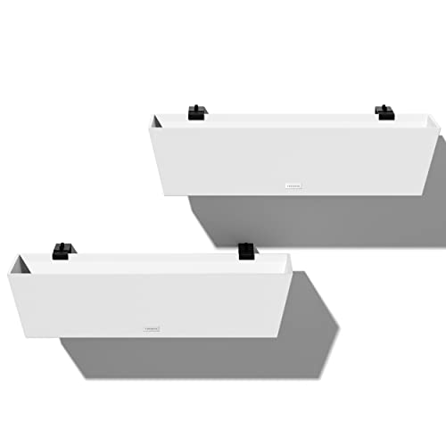 Veradek Pure Series Railing Planter - Tapered Window Box with Bracket - color: White, size: 36 inch - 2 Pack