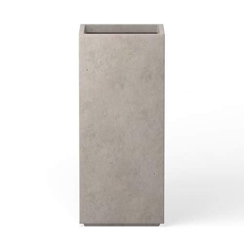 Kante Weathered Concrete Planter 23.6" Tall All-Weather Square Accent Pot - color: Weathered Concrete, size: 23.6" H
