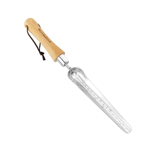Berry&Bird Seeding Widger,Stainless Steel Seed Dibber Tool with Measuring Scale,Wooden Handle Garden Bulb Trowel for Seed Planting Tool Hand Shovel Planter Transplanter Dibber Soil Digginng - color: Seeding Widger, size: Small